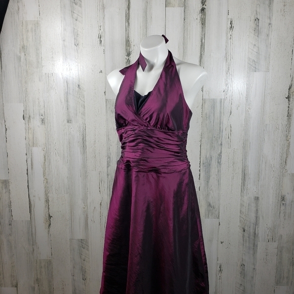Rena rowan purple halter midi dress women's size 10 - Picture 13 of 13